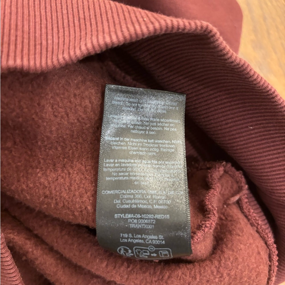 Anine Bing Bradie Sweatshirt in Deep Burgundy Sz L - Picture 8 of 11